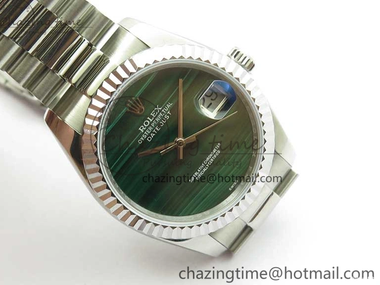 36mm Malachite Bracelet Green President Best SS SS on A2824 Dial DateJust EDF Edition 0216